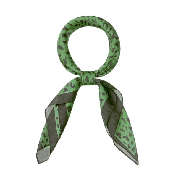 INSPIRA CHIC Pañuelo Cuadrado de 70 cm con Estampado de Leopardo Animal, Sensación de Seda, Pañuelo para el Cuello, Bandana 27.56*27.56'' Verde