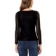 thumbnail image 3 of INSPIRE CHIC Blusa de Encaje con Bordado de Flores Transparente de Manga Larga y Cuello Redondo para Mujer L Negro, 3 of 7