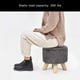 thumbnail image 2 of Puff Redondo De Terciopelo Con Patas De Madera Negro, 2 of 3