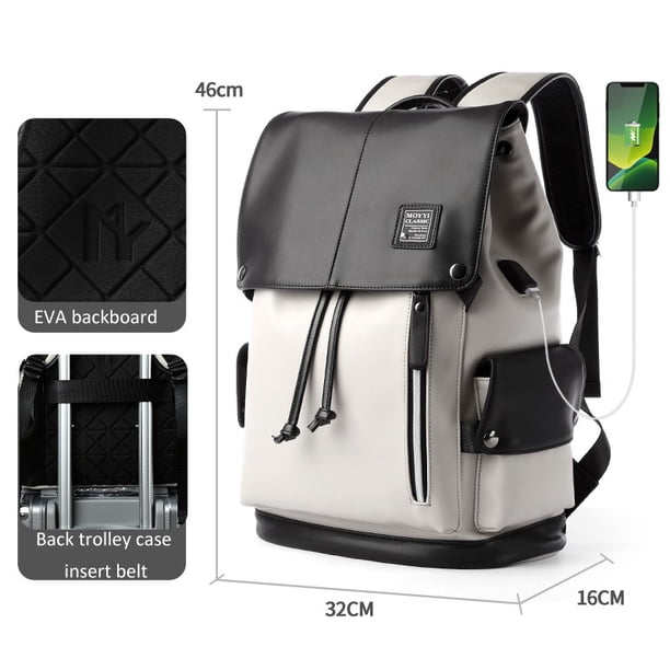 2024 Lether Men Backpack Vintage For Teenager Laptop PC Portable Bags Designer Boys Travel Backpack Thin School Luxury Mochila