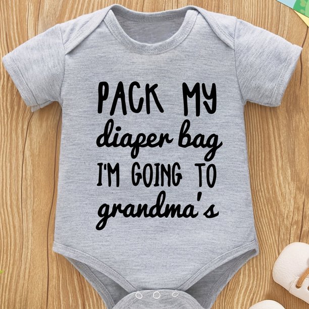Newborn Infant Short Sleeve Romper "PACK MY" Print Crew Neck Bodysuit Onesies For Baby Boys Toddler Summer Clothes