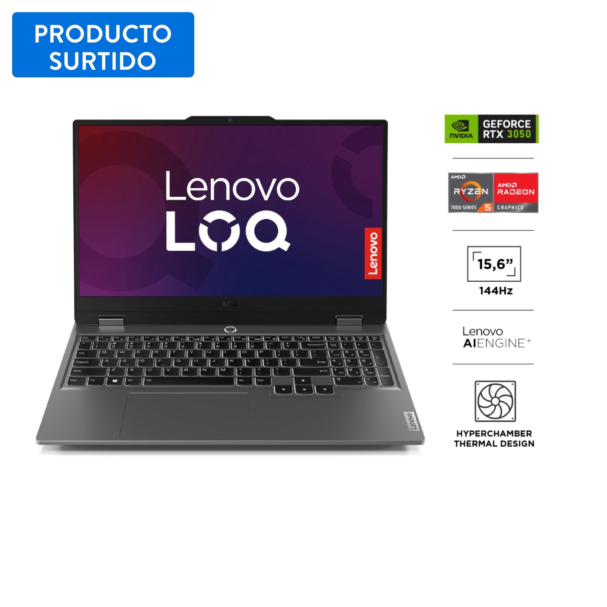 Notebook Gamer Loq Amd Ryzen 5 7235Hs 16Gb Ram 512Gb Ssd Rtx 3050 15,6"" Fhd 144Hz Nvidia Lenovo