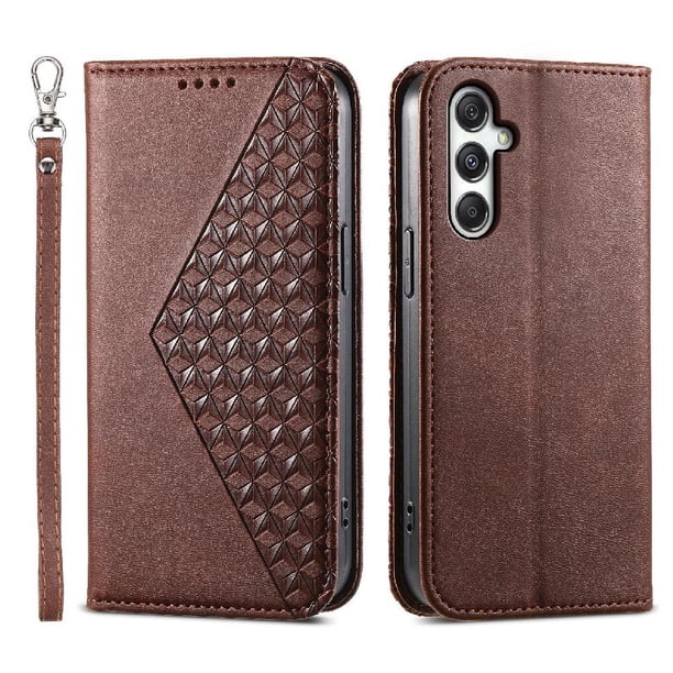 Funda Flip FOXDOCK para Samsung Galaxy M35 , Estilo Billetera con Diseño Rombo, Correa de Mano y Soporte, Uso Diario