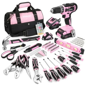 Kit De Herramientas Workpro Pink Con Taladro Inalámbrico De 20 V, 157 Unidades, Más Bolsa