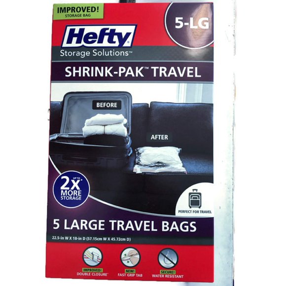 Bolsas de almacenamiento Hefty Shrink-Pak Travel 5 Large