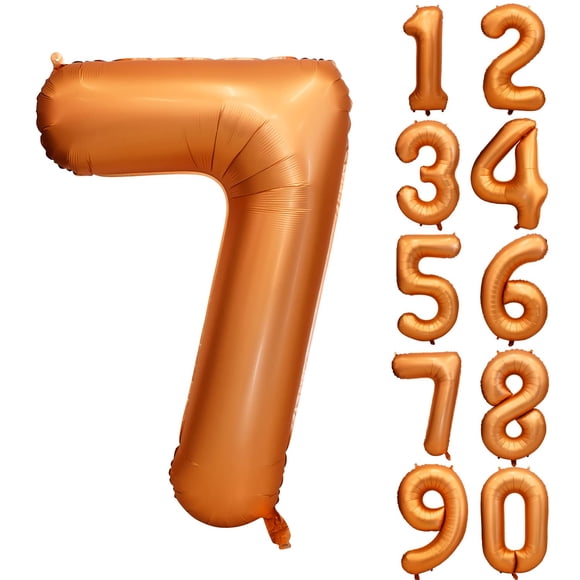 Globo Yeodong número 7, lámina de helio, color naranja, 40 pulgadas