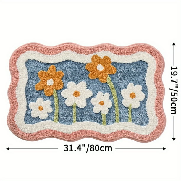 1pc, Absorbent Flower Bath Mat - Non-Slip Indoor Floor Mat for Shower Room, Toilet, and Home Decor