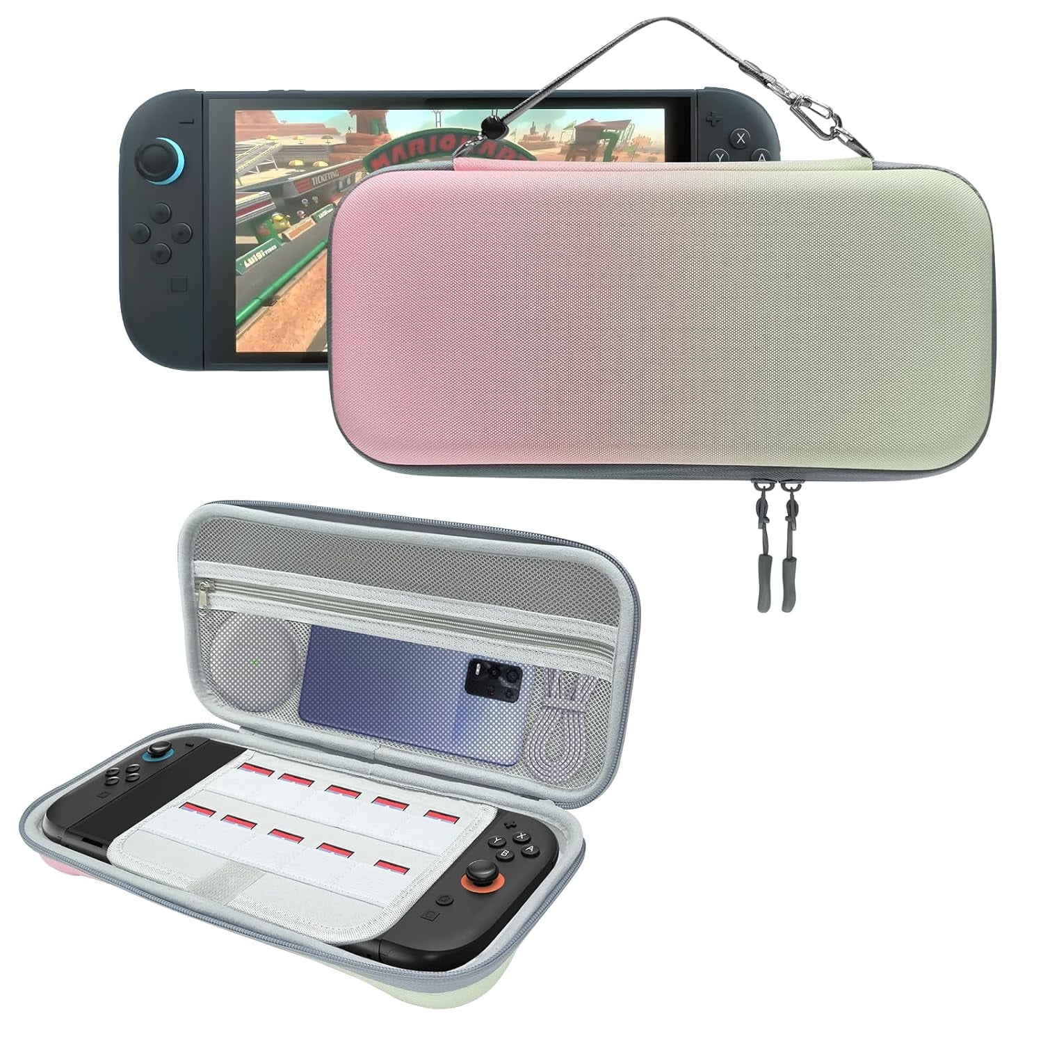 Estuche Protector Aaronmei Nintendo Switch 2 Rosa Verde