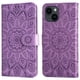 thumbnail image 1 of Funda tipo cartera FOXDOCK para iPhone 14 , diseño girasol en relieve, cuero PU, cierre magnético, soporte y tarjetero, 1 of 5