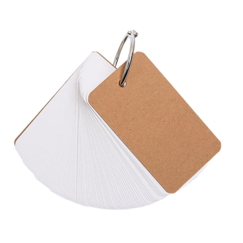 Magideal - 4 Tarjetas De Índice Con Anillo, Tarjetas Flash Con Anillo De Carpeta, 400 Hojas De Tarjetas De Vocabulario De Palabras, Tarjetas De Notas Portátiles Cubierta Marrón