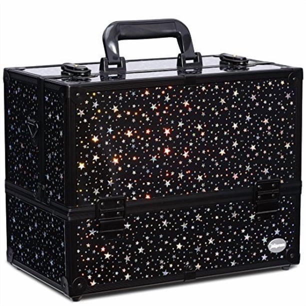 Estuche de maquillaje Joligrace, 6 bandejas grandes con estampado de estrellas, 35 x 22 x 28 cm