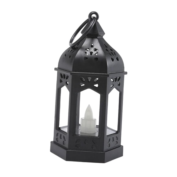 Lámpara De Viento De Linterna De Vela Electrónica De Estilo Vintage Decorativa Para Jardín Negro