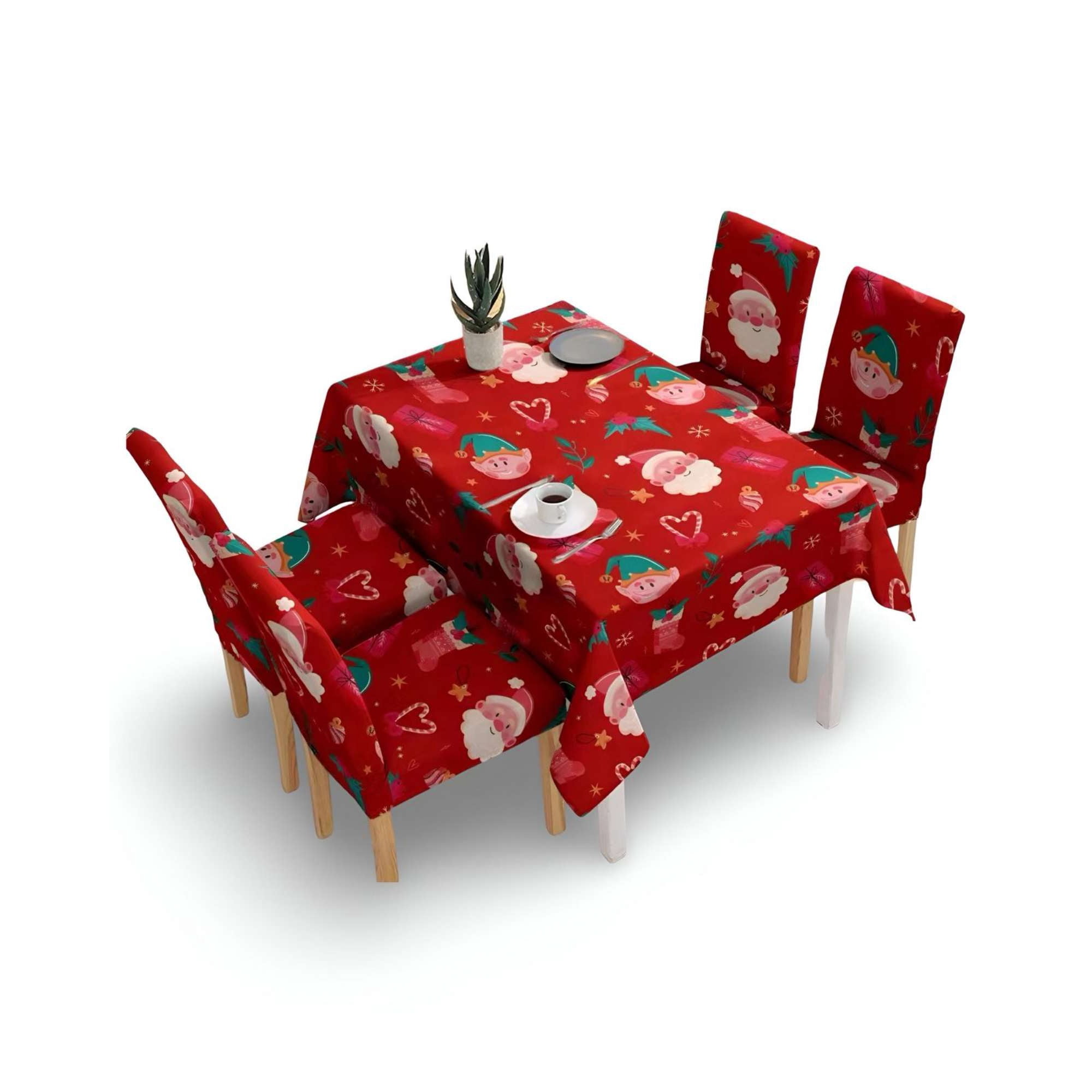 Tf - Set Mantel Más 6 Fundas De Sillas Antimanchas Navideño 140x220 Cm 09