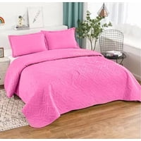 Genérico - Cubrecama Quilt 2 Plazas Liso Color Rosa