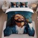 thumbnail image 1 of 3pcs Jesus Portrait Themed Bedding Set Duvet Cover and Pillowcase Set, 1 of 5