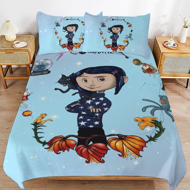 Coraline Duvet Cover Set 3 Piece Bedding Set Double Sided Printing Decorative Comforter Cover Set