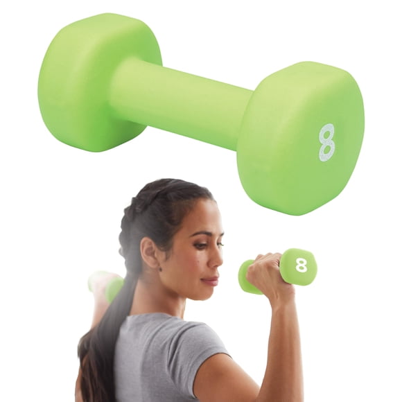 Mancuerna Gaiam recubierta de neopreno de 3.6 kg, verde, para gimnasio en casa