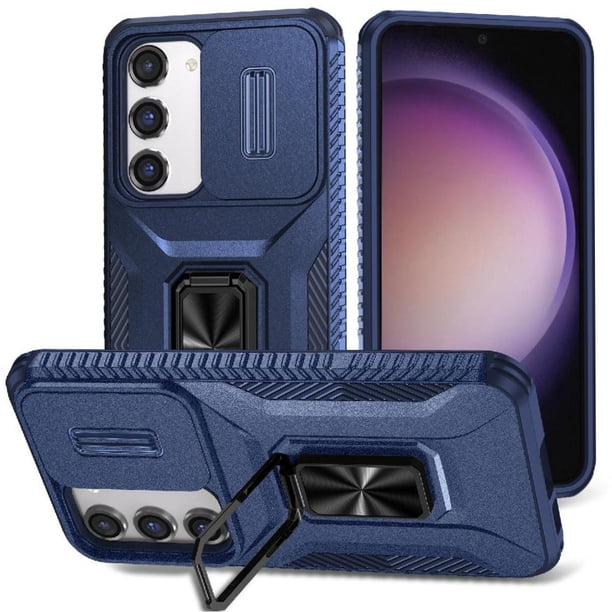 Funda Armada para Samsung Galaxy S23 con Tapa Deslizante y Soporte Magnético Giratorio Azul
