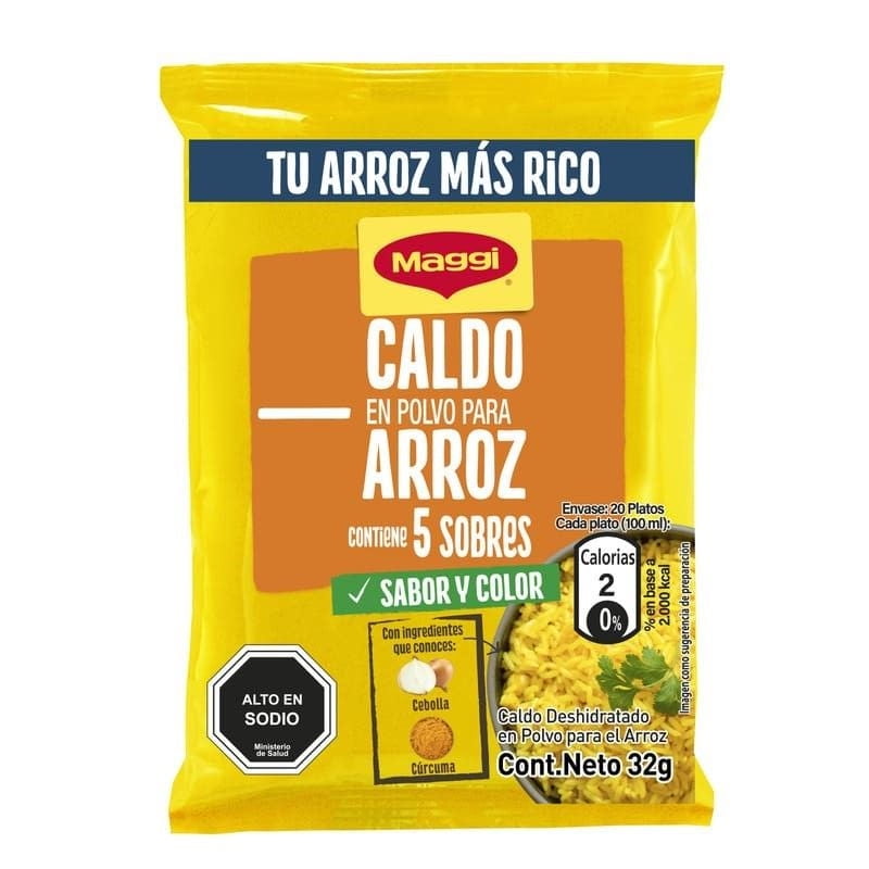 Caldo En Polvo Para Arroz (5 Sobres) Bolsa 32 g Maggi