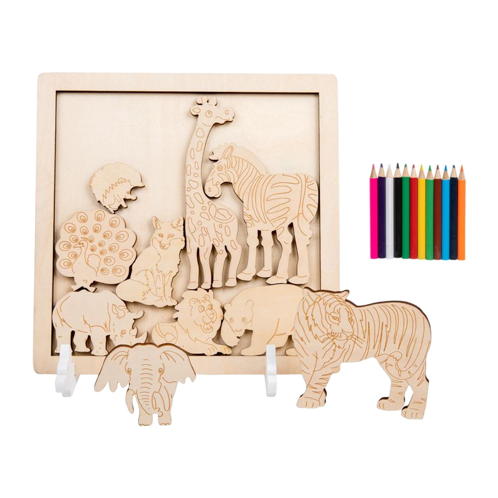 Gazechimp - Rompecabezas De Madera De Dibujos Animados Materiales Montessori Regalos De Cumpleaños Estilo Creativo B