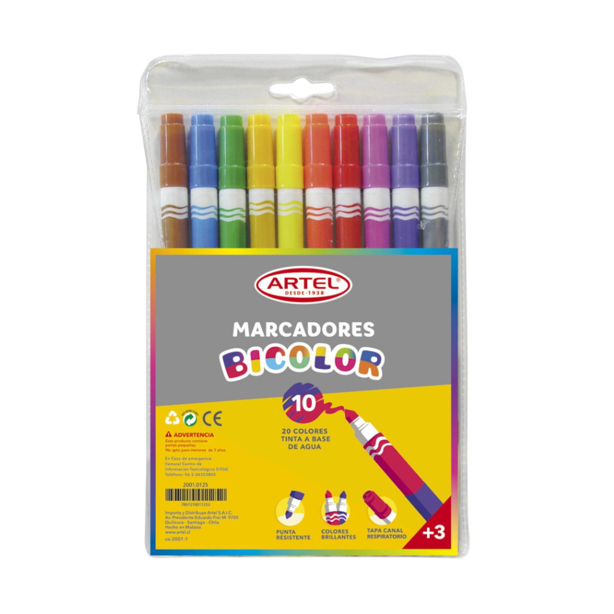 Marcadores Dobles, Estuche 20 Colores Artel