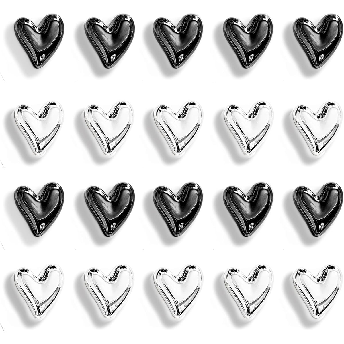 Xusx111 - 60pcs Corazón Frigorífico Imánes 0.83in Pequeño Lindo Frigorífico Imán Conjunto Para Cocina Hogar Oficina Pizarra Decoración Plata Negro Oro Imánes Decorativos