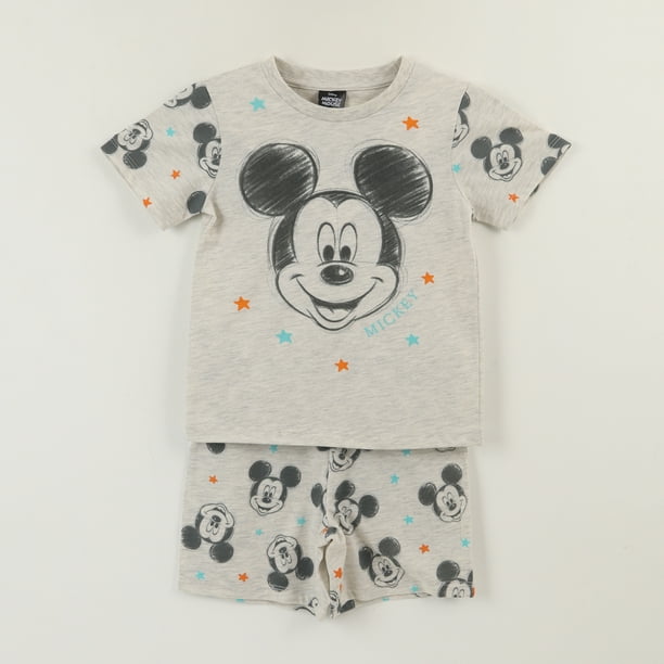 Pijama Manga Corta Niño Gris Estrellas Mickey Disney