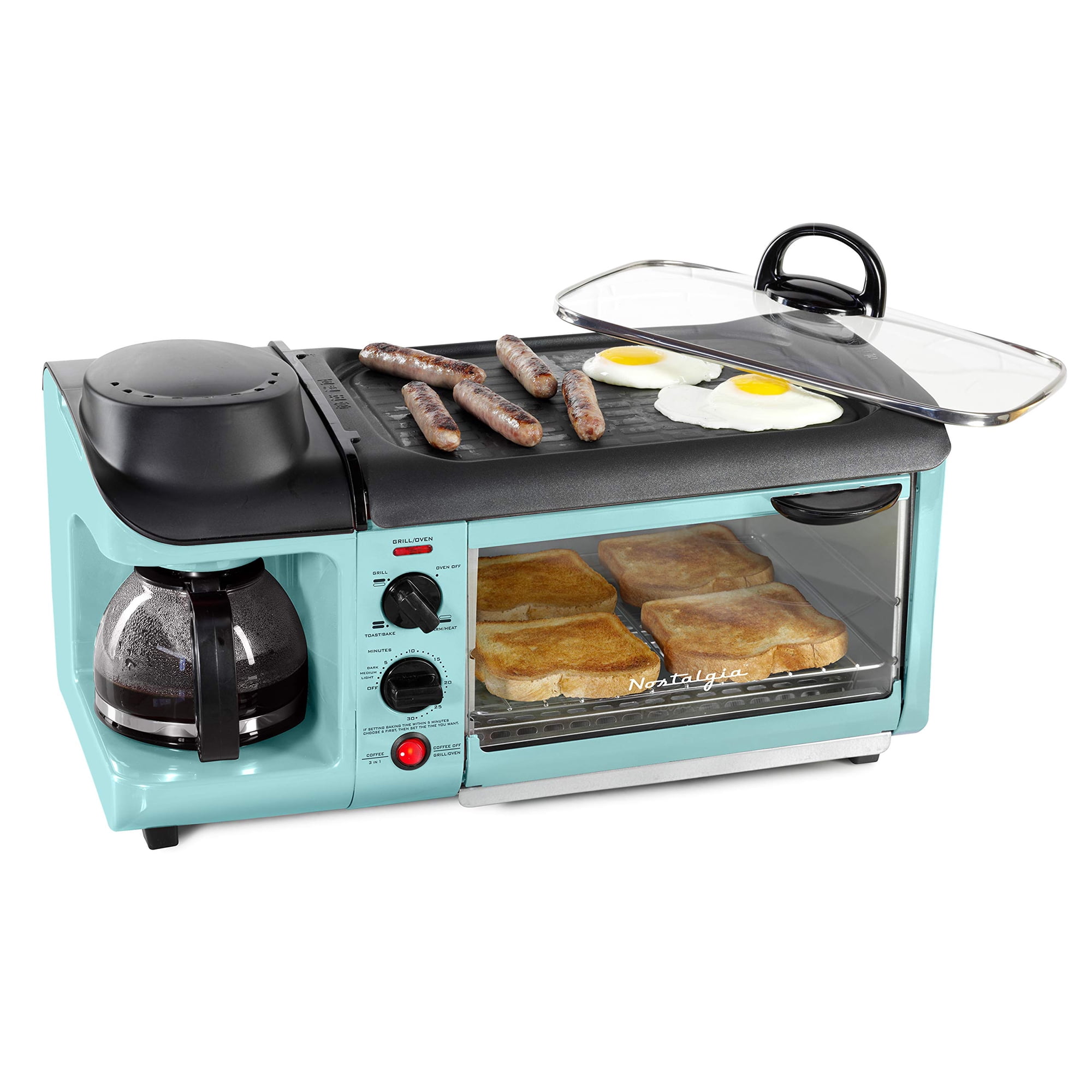 Cafetera Breakfast Station Nostalgia 3 En 1 Y Horno A La Plancha