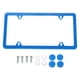 thumbnail image 1 of Marco de placa de matrícula de acero inoxidable para automóvil con tornillos y tapas, 4 agujeros, color azul, agujero ovalado, marco estrecho, 1 of 7