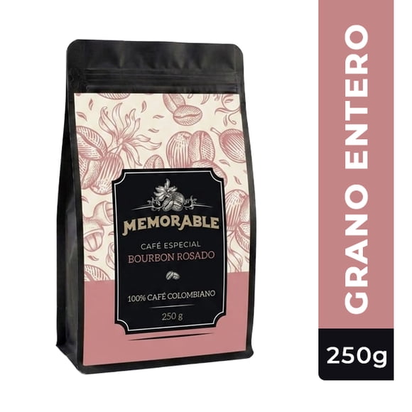 Café Grano entero 250g | Memorable Café Variedad Bourbon Rosado Natural Origen Colombia 100% Arábica