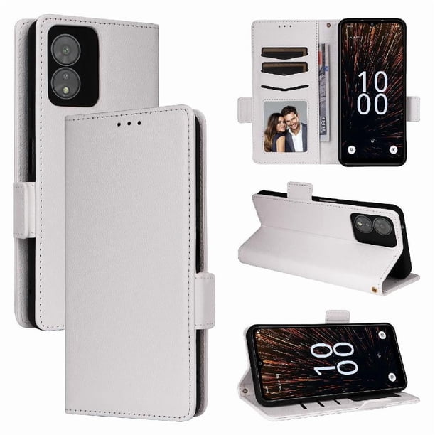 Funda Cartera para Boost Mobile Celero 5G SC Tapa Flip con Ranuras y Soporte Blanco