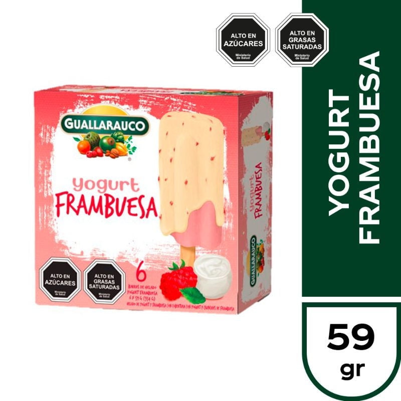 Helado Paleta Barra Frambuesa Yogurt Caja 6 Un Guallarauco