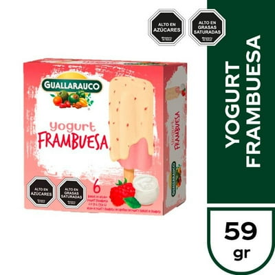 Helado Paleta Barra Frambuesa Yogurt Caja 6 Un Guallarauco