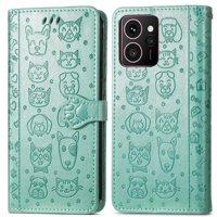Funda Cartera Foxdock Para Hmd Skyline , Flip Pu Con Relieve De Gatos Y Perros, Tarjetero Y Soporte