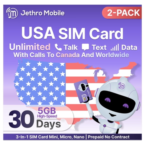 Plan Móvil Jethro 30 Días Llamadas y Mensajes Ilimitados 5GB Paquete de 2