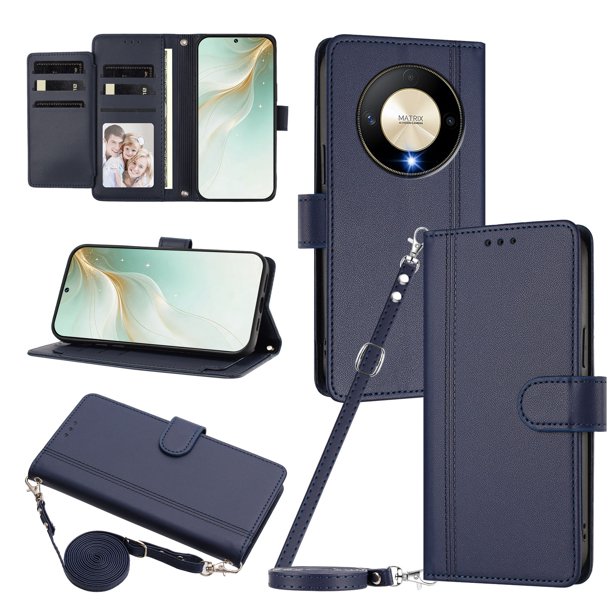 Honor X9B/Magic 6 Lite Funda Billetera con Cierre Magnético, Azul