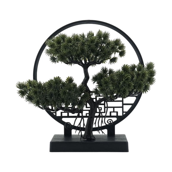 Árbol Bonsái Artificial Verde Para El Alféizar De La Ventana, La Mesa Del Hogar, El Escritorio De La Oficina, Verde Oscuro