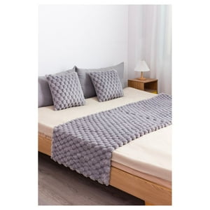 Genérico - Piecera Peluda Con Fundas 1.5/2 Plazas - Gris