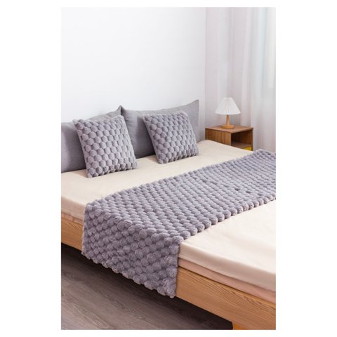 Genérico - Piecera Peluda Con Fundas 1.5/2 Plazas - Gris