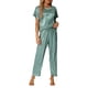 thumbnail image 1 of INSPIRE CHIC Conjunto de Pijama de Satén para Mujer Regreso a Clases Camisa de Dormir de Manga Corta Suave con Botones y Pantalones Largos Conjunto de Salón con Bolsillo en el Pecho XL Gris Verde, 1 of 6