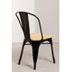 thumbnail image 3 of Silla Tolix de metal con Asiento de Madera Apilable Negra, 3 of 4