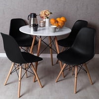 Cori Cori - Comedor Mesa Blanca 80Cms + 4 Sillas Eames Negro