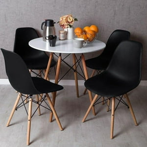 Cori Cori - Comedor Mesa Blanca 80Cms + 4 Sillas Eames Negro