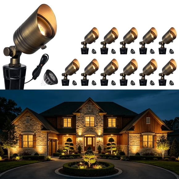 Focos COLOER LED de 12V en latón, pack de 12, 2700K, IP65