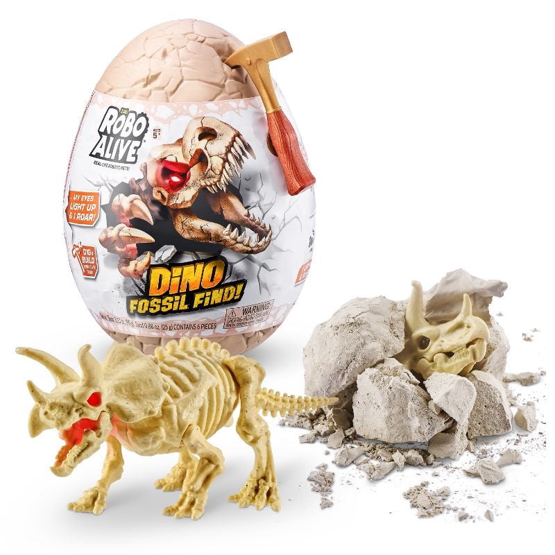 Robo Alive - Figura Dinosaurio Mega Huevo Con Esqueleto Para Excavar Y Armar