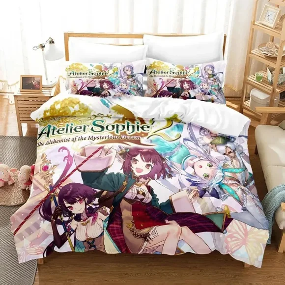 Atelier Sophie The Alchemist of the Mysterious Book Bedding Set Boys Girls Size Duvet Cover Pillowcase Bed Kids Adult Bed Sheets
