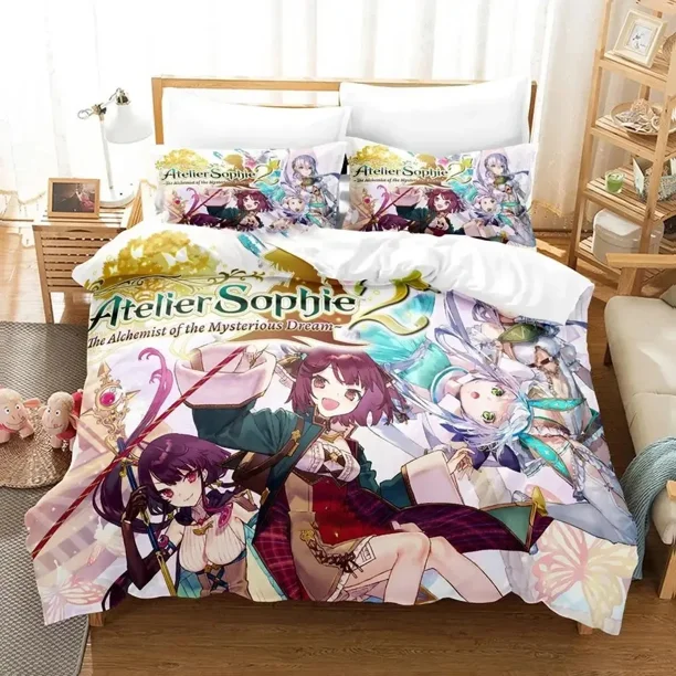 Atelier Sophie The Alchemist of the Mysterious Book Bedding Set Boys Girls Size Duvet Cover Pillowcase Bed Kids Adult Bed Sheets