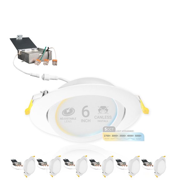 Luz LED empotrada NUWATT 15 cm, paquete de 6, regulable