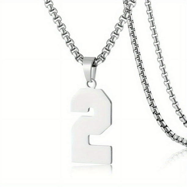 1pc Stylish Stainless Steel Men's Athletes Number Pendant Necklace - Perfect for Baseball, Basketball, and Football Teams - Long Chain Necklace with Sports Number - Ideal Gift for Boys
