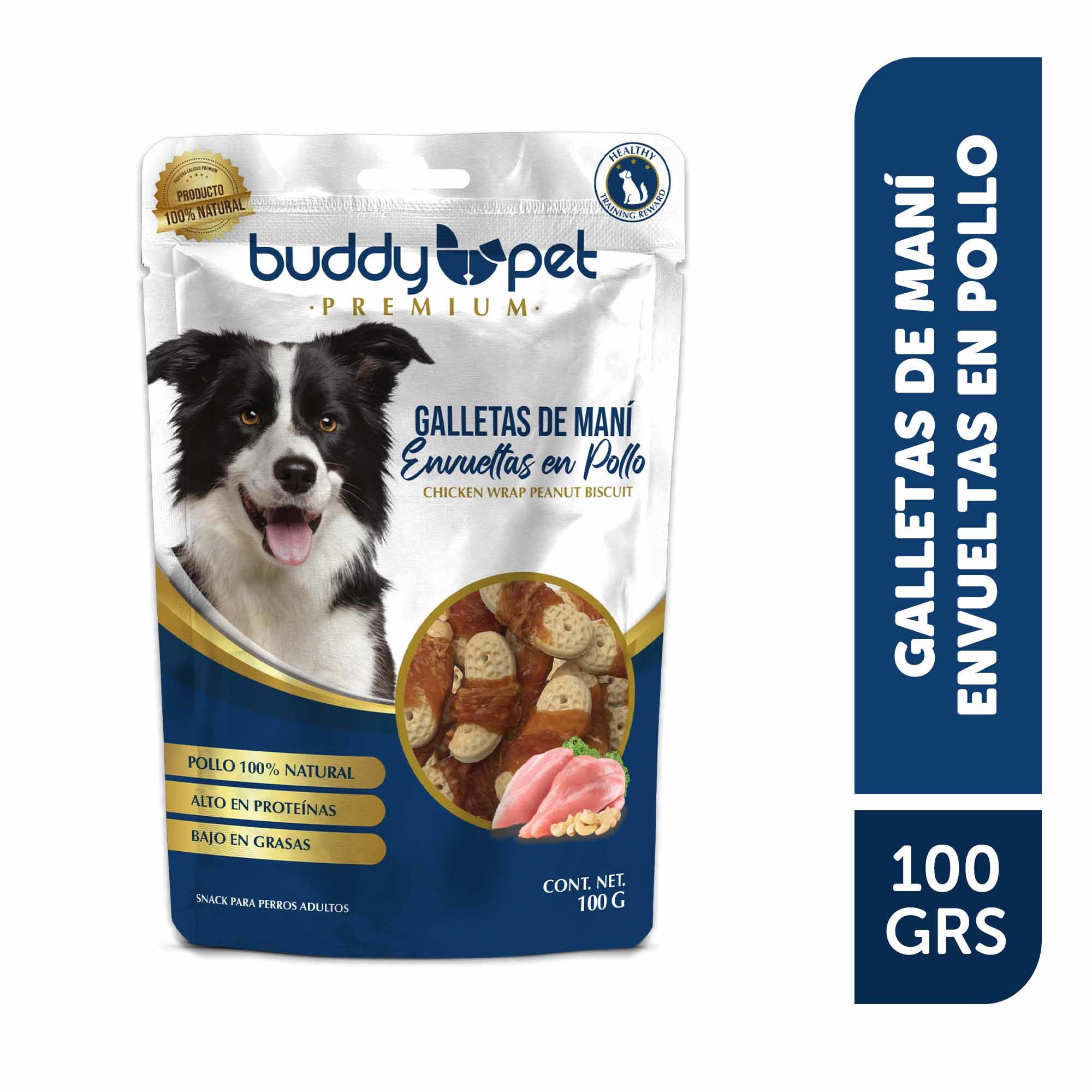 Galletas Perro Adulto Maní Envueltas En Pollo Bolsa 100 g Buddy Pet